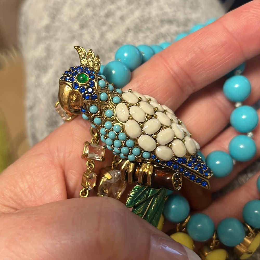 J.Crew Parrot 🦜 Big Beaded Necklace,Never Worn,Adjustable Stunning 😍 - Picture 4 of 7